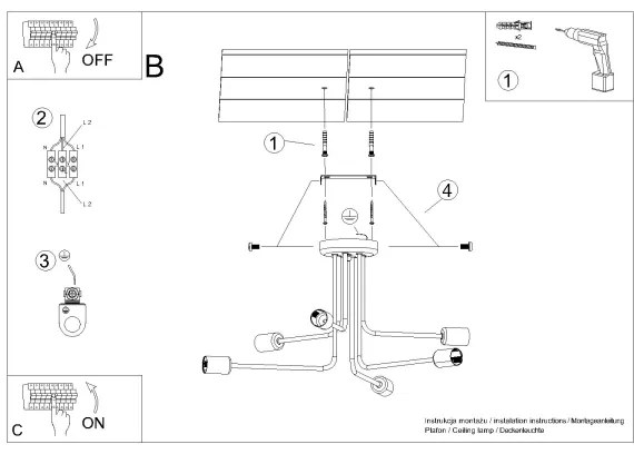 Sollux SL.1452 - Lampadario a sospensione con supporto rigido NORAH 6xE27/15W/230V nero