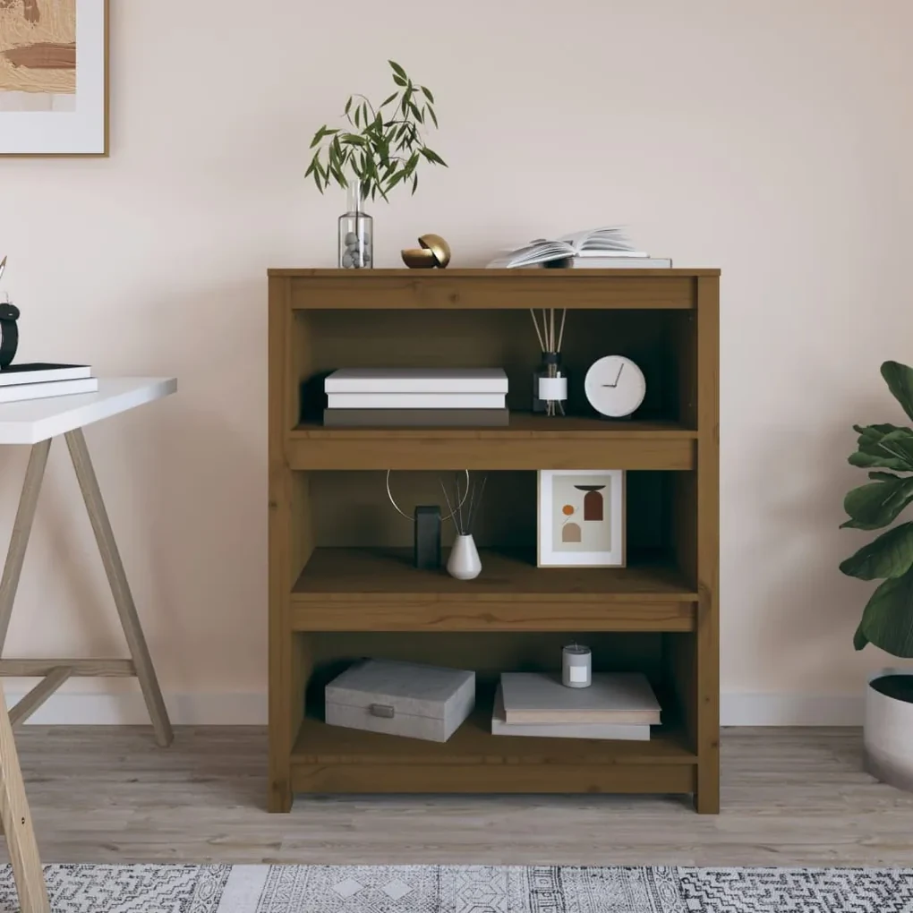 Libreria marrone miele 80x35x97 cm in legno massello di pino
