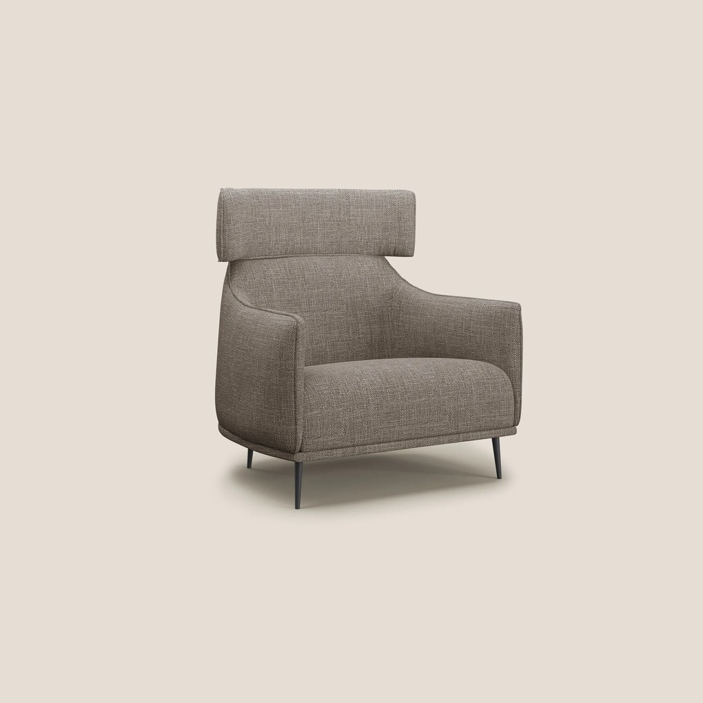 Zelda Poltroncina dal design moderno in morbido tessuto impermeabile T06 marrone