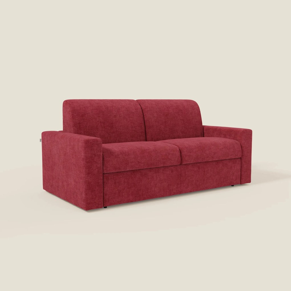 Diomede Divano letto matrimoniale in velluto easy clean sfoderabile - design moderno e comfort in T35 rosso