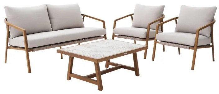 Salotto da giardino NATERIAL in rattan sintetico beige e con cuscini in olefina beige per 4 persone