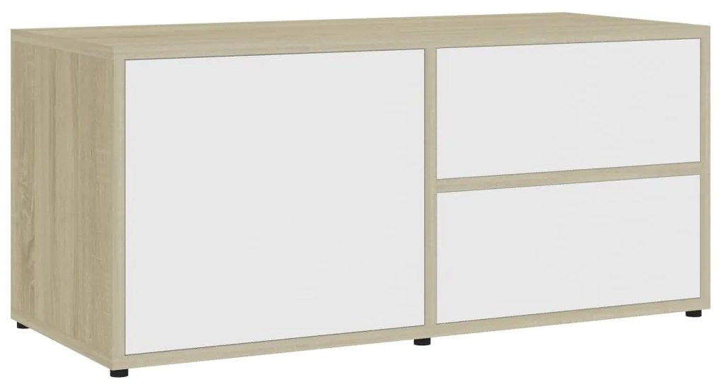 Mobile tv bianco e rovere sonoma 80x34x36 cm legno multistrato