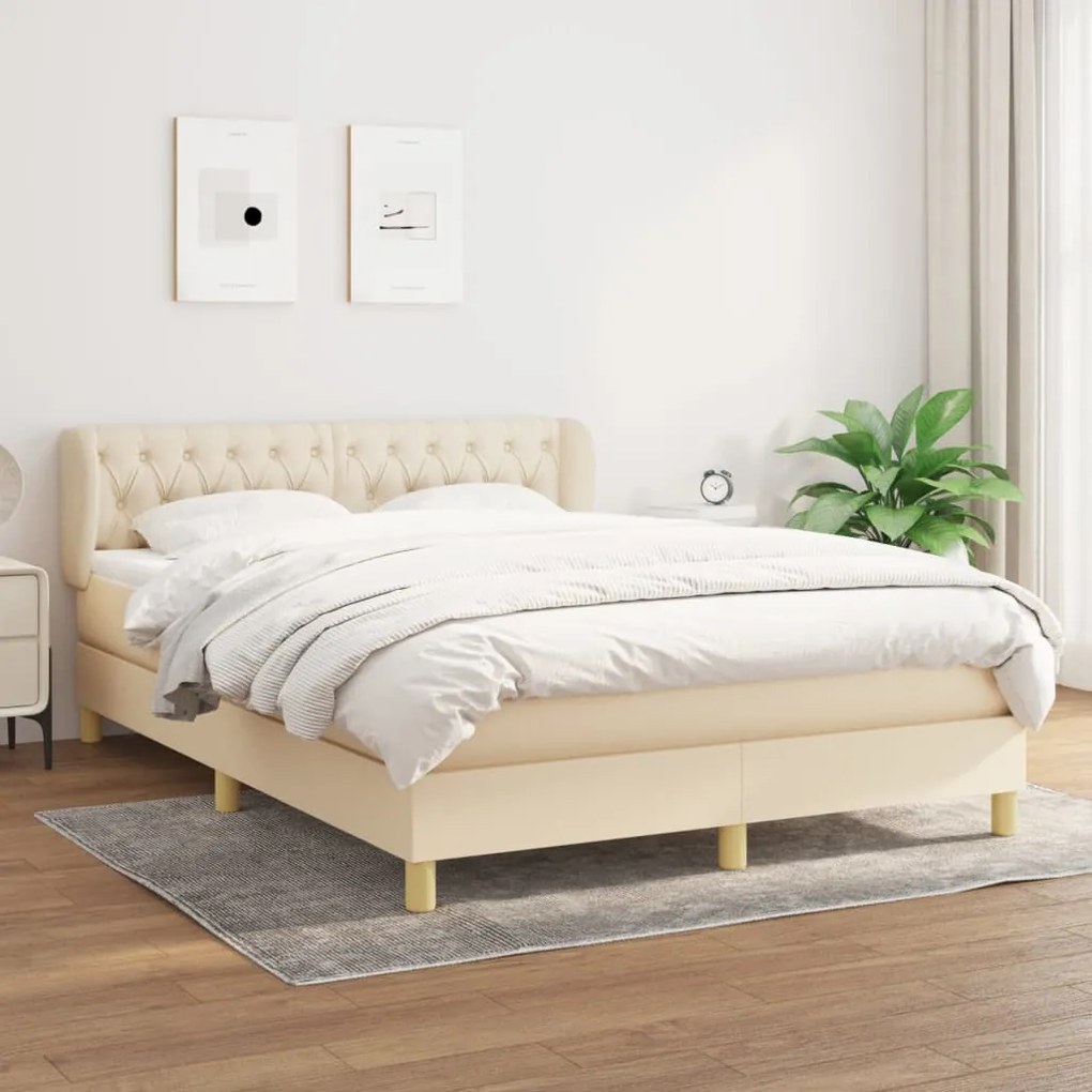 Giroletto A Molle Con Materasso Crema 140x200 Cm İn Tessuto /