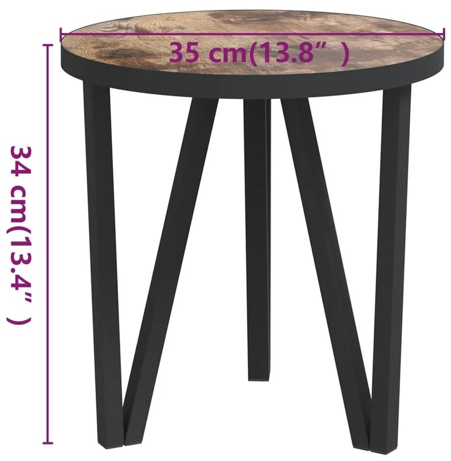 Tavolino Nero e Giallo Ø35 cm in MDF