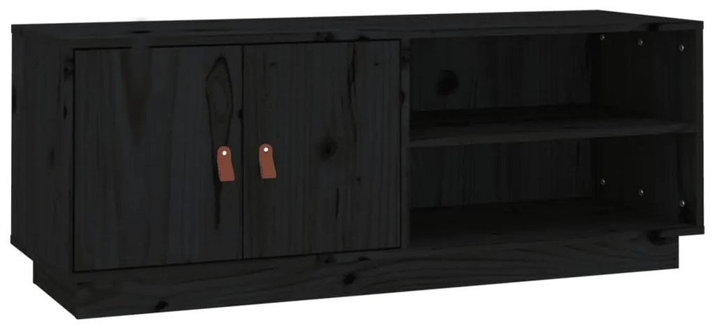 Mobile porta tv nero 105x34x40 cm in legno massello di pino