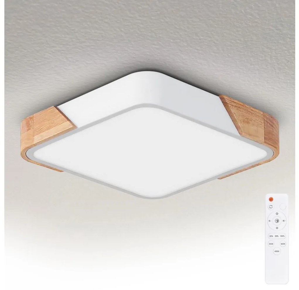 Brilagi - Plafoniera LED dimmerabile PILANA LED/48W/230V rovere/bianco 42x42 cm + telecomando