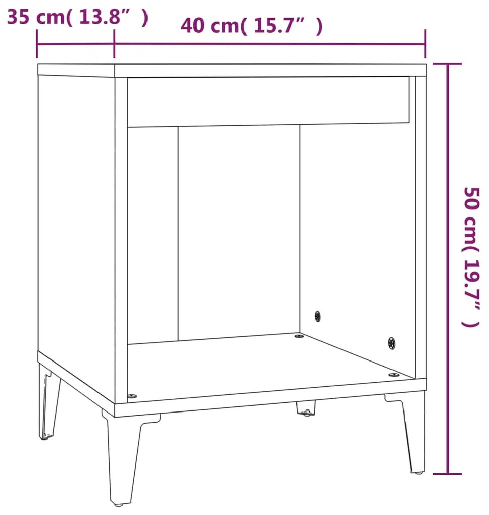 Comodini 2 pz Rovere Marrone 40x35x50 cm