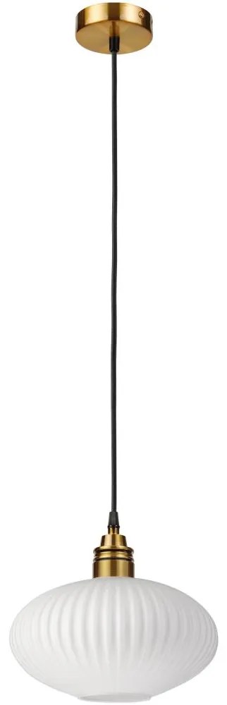 Lampada a sospensione su cavo HECTOR 1xE27/15W/230V bianco/ottone Ø 25 cm