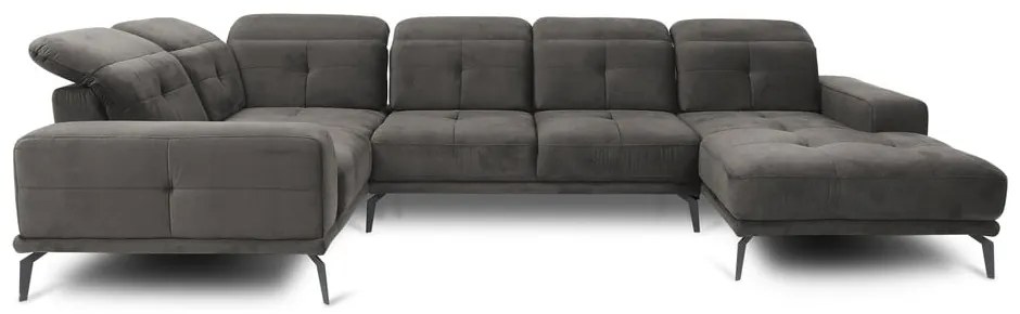 Divano angolare grigio (con penisola a sinistra/a U) e rivestimento in velluto Neviro – ELTAP