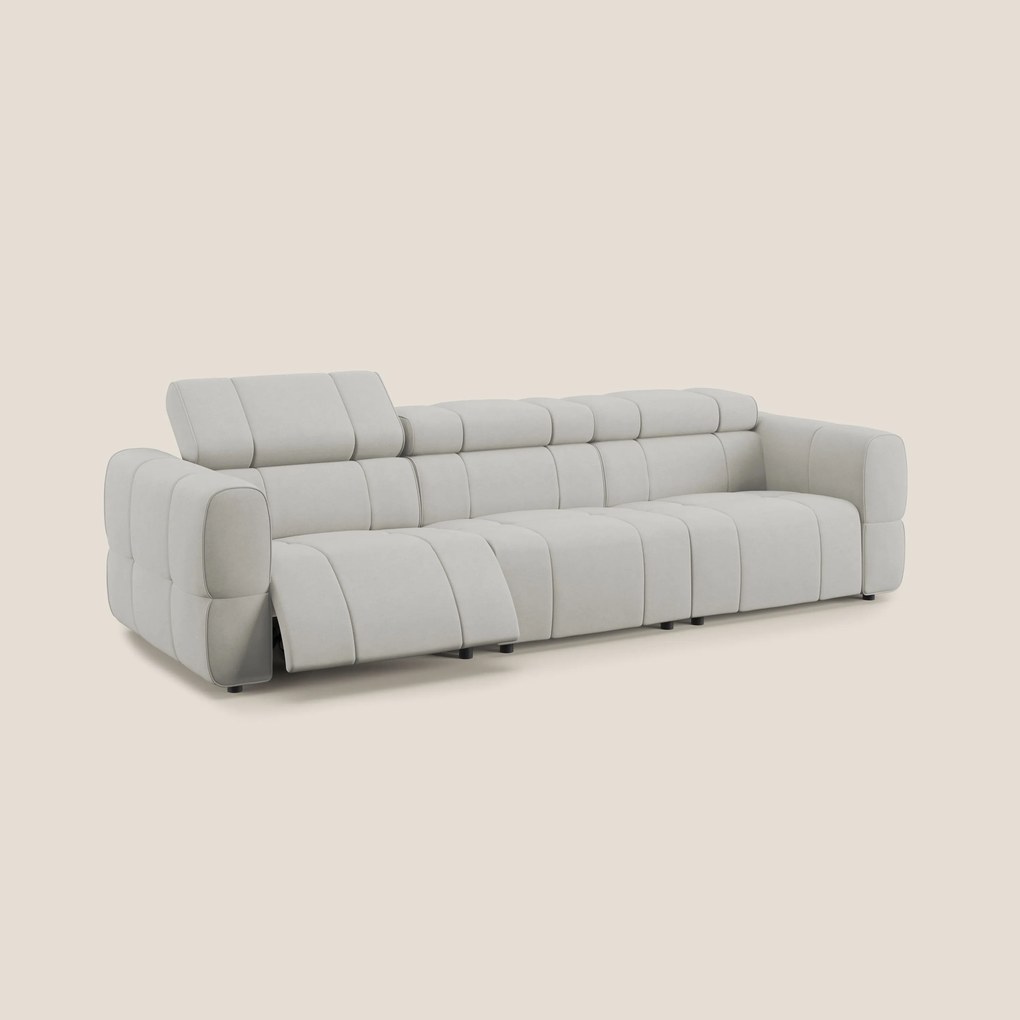 Giotto Divano modulare a 3 sedute con opzione relax elettrico in microfibra effetto velluto impermeabile T09