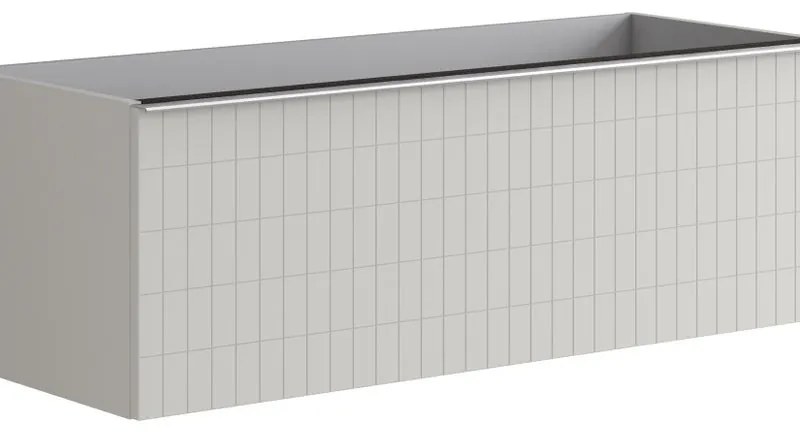 Mobile da bagno da fissare sotto lavabo L 120 x H 40 x P 45.5 cm grigio perla laccato, 2 cassetti Pixel grid