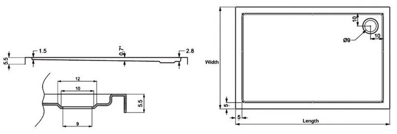 Kamalu - piatto doccia 180x80 acrilico ultra slim