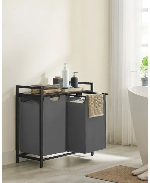 Cesto portabiancheria REX marrone/grigio