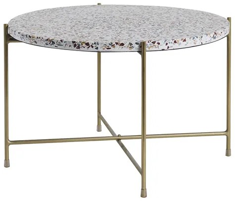 Tavolino salotto design tondo in terrazzo e metallo dorato D55 cm MEZZO