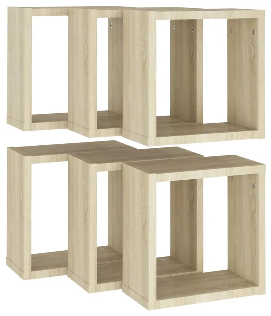 Mensole a cubo 6 pz rovere sonoma 30x15x30 cm