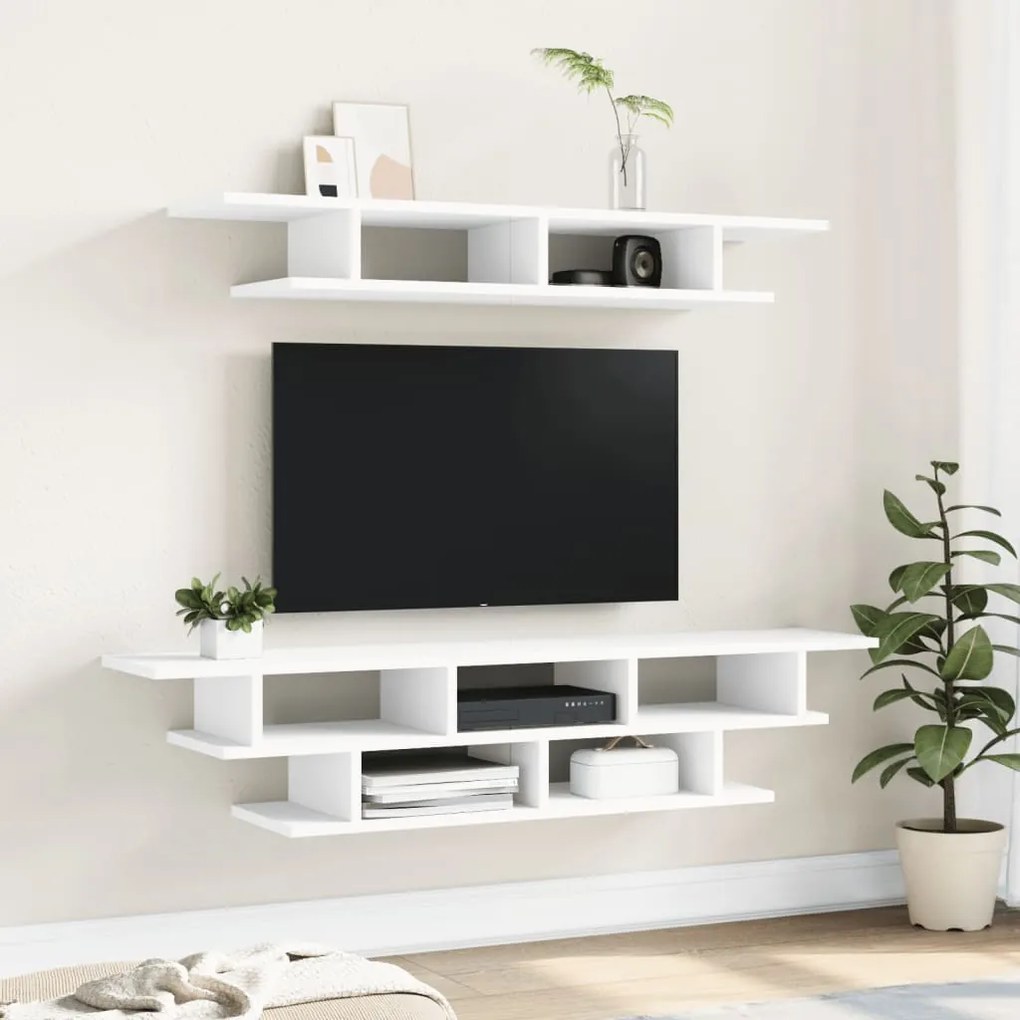 Mobili tv a muro bianchi in legno multistrato
