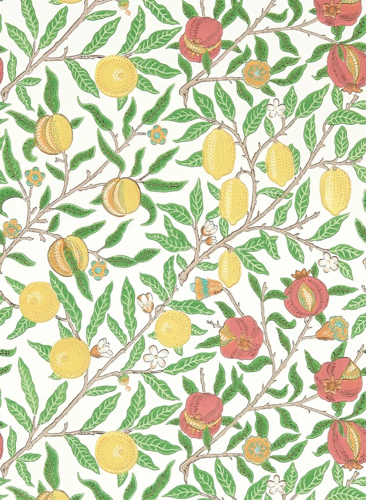 Morris & Co Tapete Simply Fruit - Leaf Green/ Madder