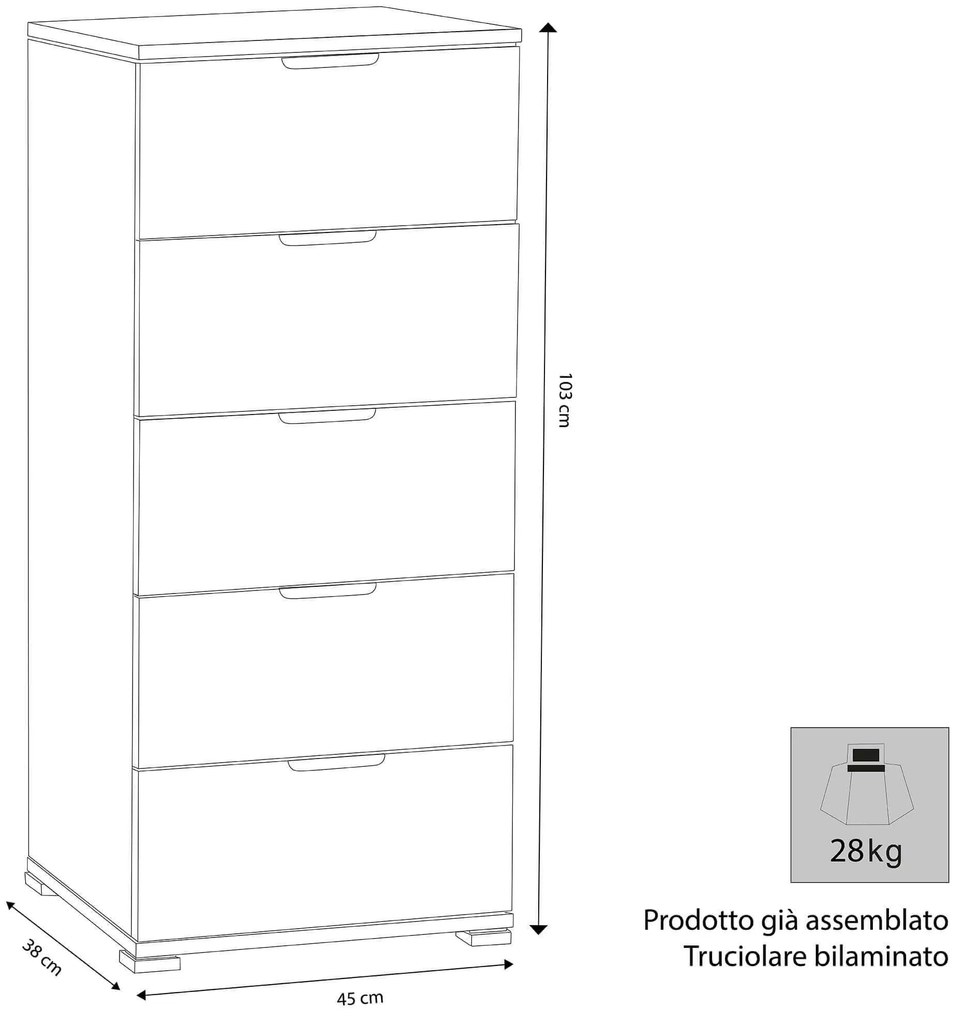 NIRRE - cassettiera 5 cassetti