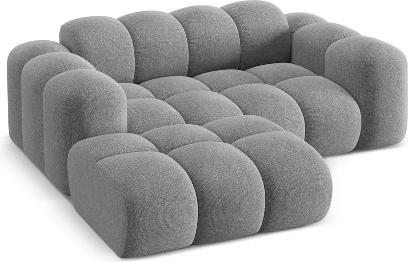 Divano angolare grigio chiaro (con penisola a sinistra/con chaise lounge) con rivestimento in ciniglia Treno – Cosmopolitan Design