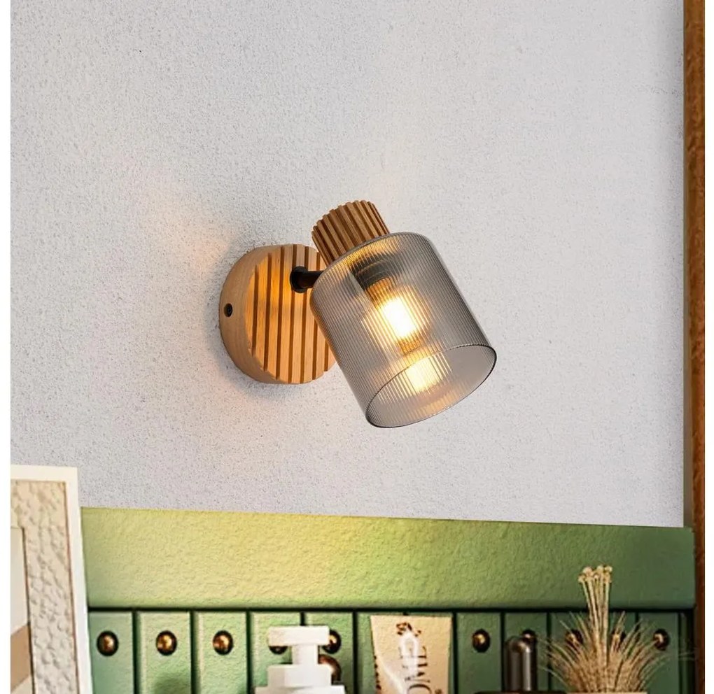 Brilagi - Faretto da parete orientabile HYGGE 1xE14/15W/230V legno di caucciù/fumé