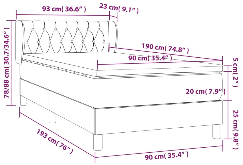 Giroletto a Molle con Materasso Crema 90x190 cm in Tessuto