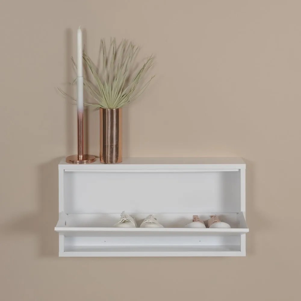 Scarpiera bianca in metallo con ante ribaltabili 75x37,5x12,5 cm Billy – Spinder Design