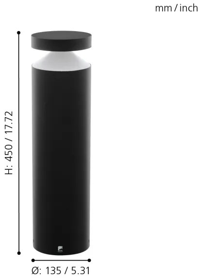 Eglo 97632 - Lampada LED da esterno MELZO LED/11W/230V nera 450 mm IP65