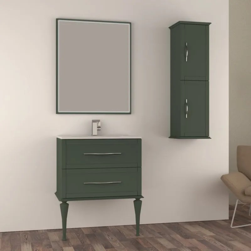 Mobile da bagno sotto lavabo BADEN HAUS TIFFANY verde laccato opaco L 78 x H 55 x P 46 cm 2 cassetti, lavabo non incluso