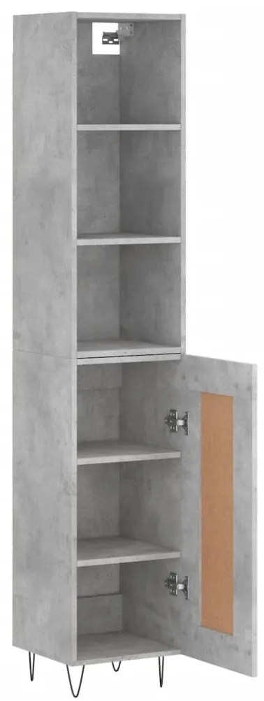 Credenza grigio cemento 34,5x34x180 cm in legno multistrato