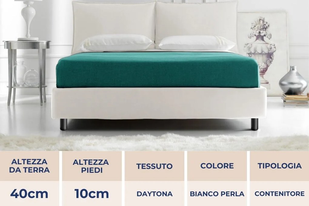 Letto contenitore Cuscinone Microfibra Bianco 80x190 - Singolo