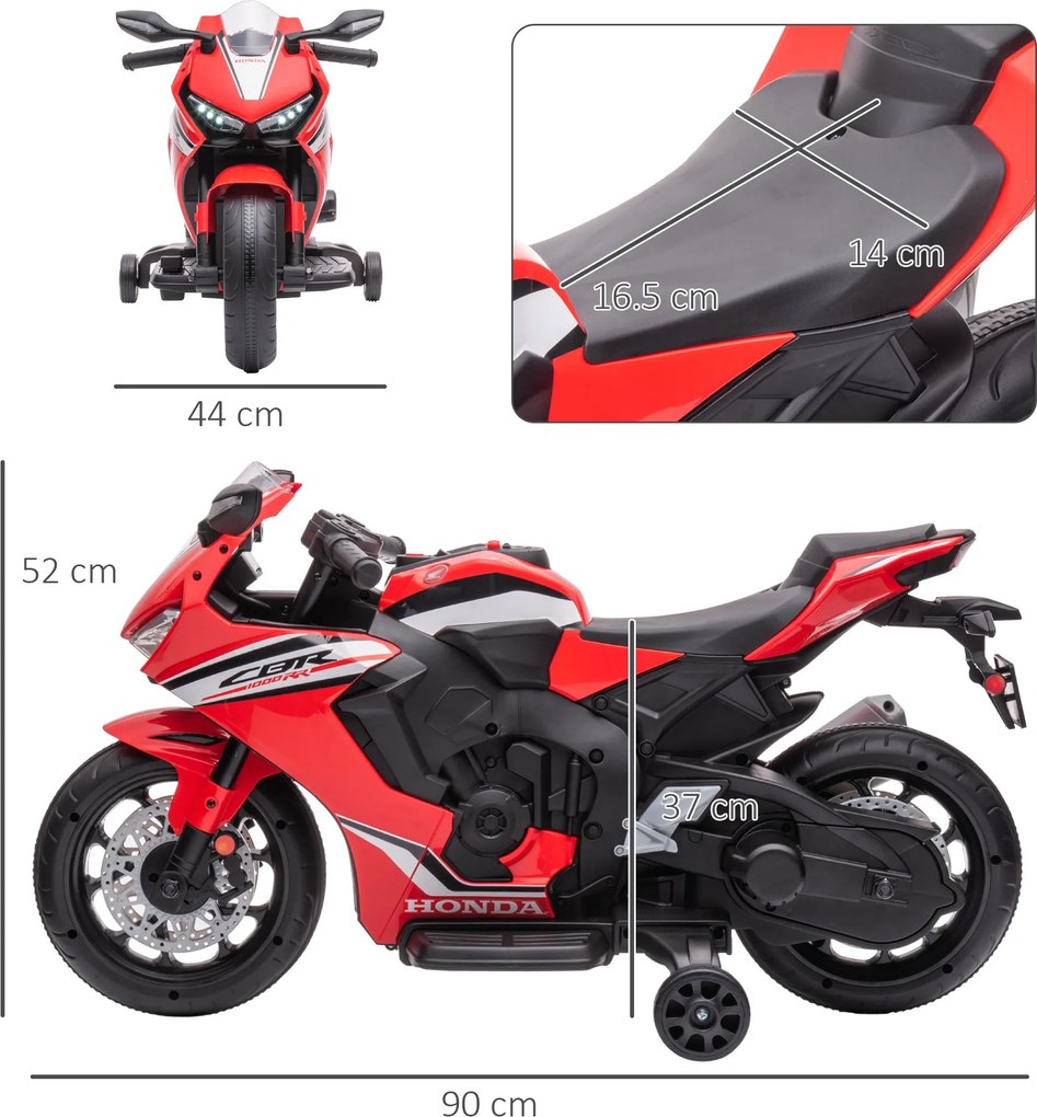 Moto Elettrica per Bambini con Licenza Honda CBR 1000RR 6V Velocità 3km/h Rosso...