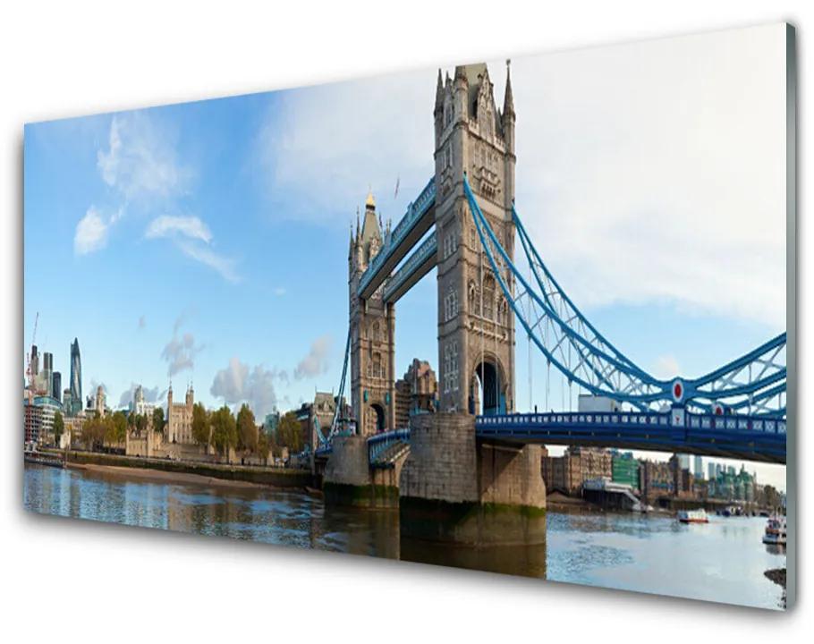 Quadro vetro acrilico Architettura del ponte di Londra 100x50 cm