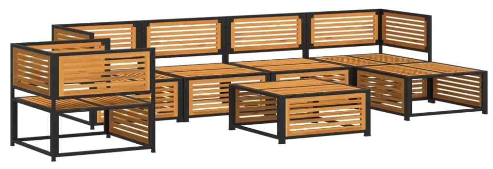 Set divano da giardino 7 pz con cuscini legno massello acacia