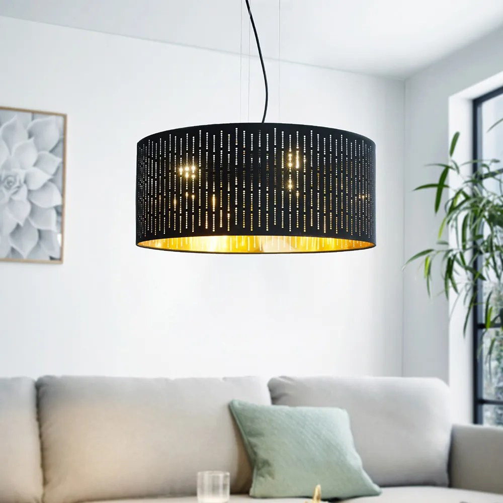 Lampadario Contemporaneo Varillas 3 Luci Acciaio Nero