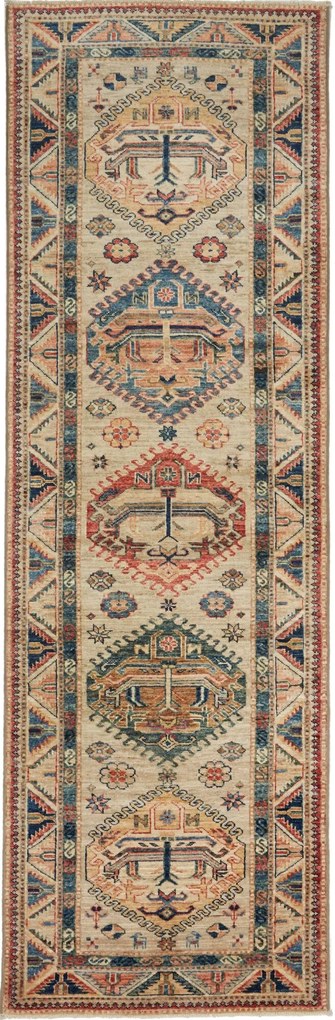 Kazak Tappeto 250x90 Beige (Pakistan) Annodato A Mano