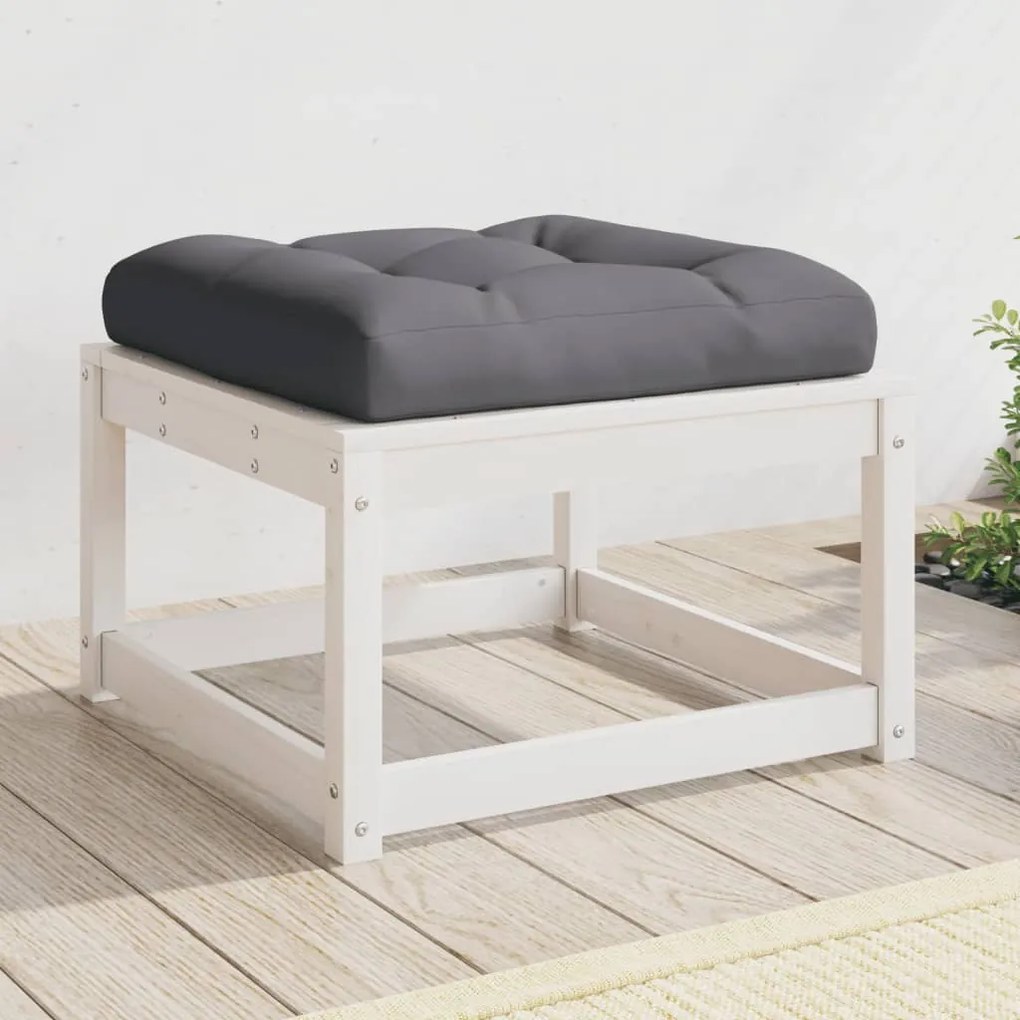 Poggiapiedi Da Giardino Con Cuscino Legno Massello Pino Bianco /