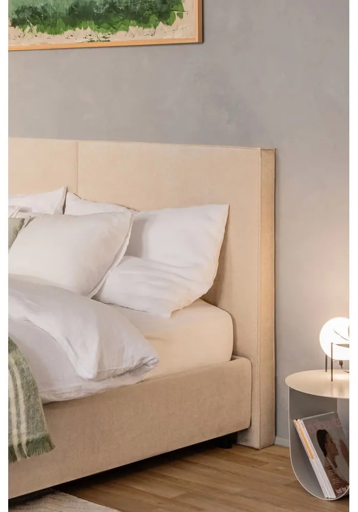 Letto matrimoniale imbottito beige con contenitore e rete inclusi 180x200 cm Myra Bold – Bonami Selection