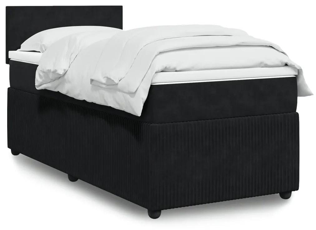 Giroletto A Molle Con Materasso Nero 90x200 Cm İn Velluto /