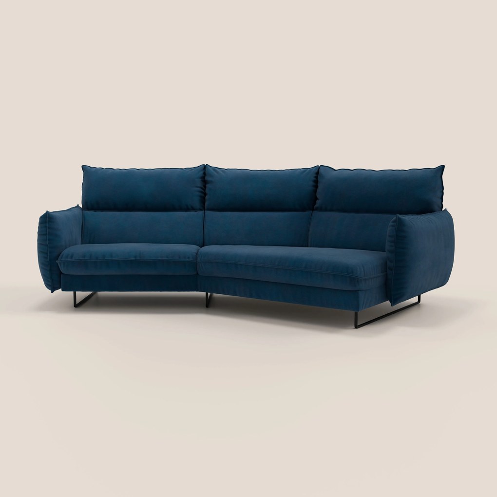 Monamour divano moderno angolare con opzione relax elettrico in microfibra smacchiabile impermeabile T11 blu