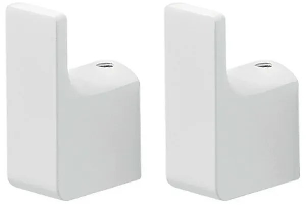 Coppia di appendini a muro bianco opaco Gedy serie Pirenei in acciaio inox