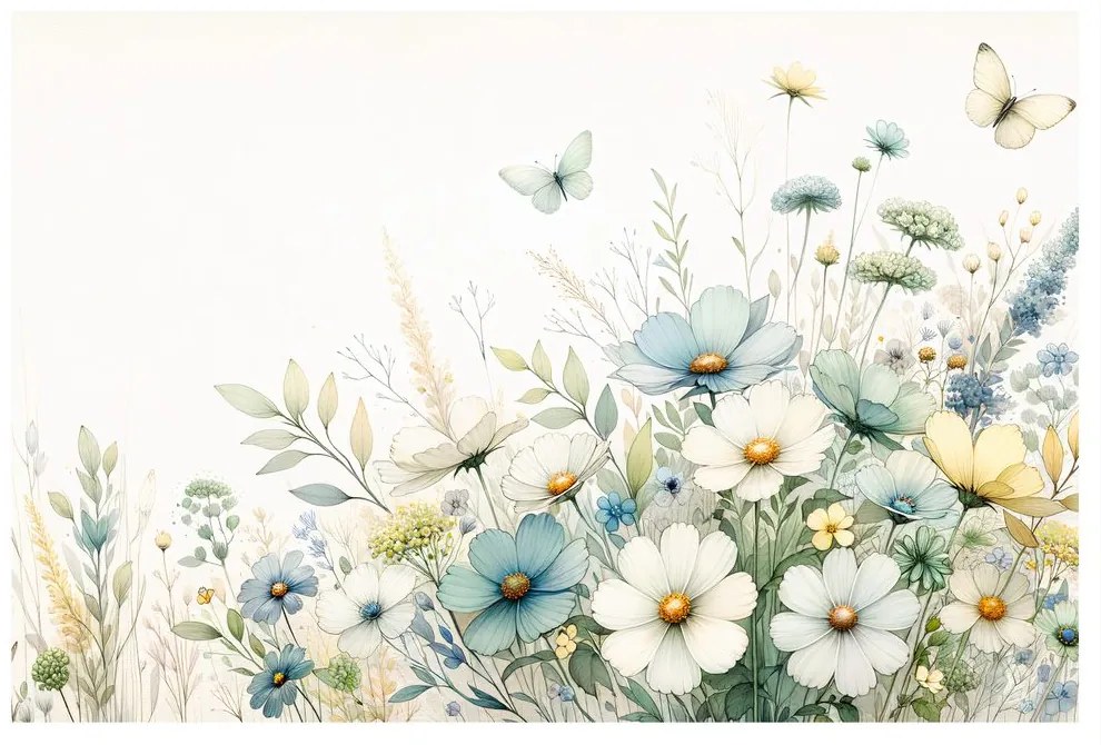 Quadro su tela – Fiori e farfalle estive