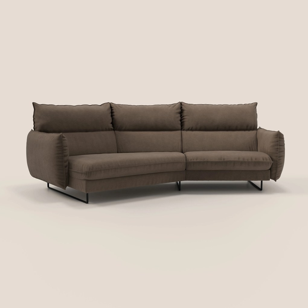Monamour divano moderno angolare con opzione relax elettrico in microfibra smacchiabile impermeabile T11 marrone