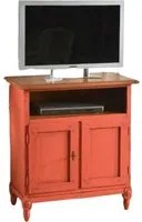 Porta tv in legno arte povera arancione anticato/naturale 81x43x94