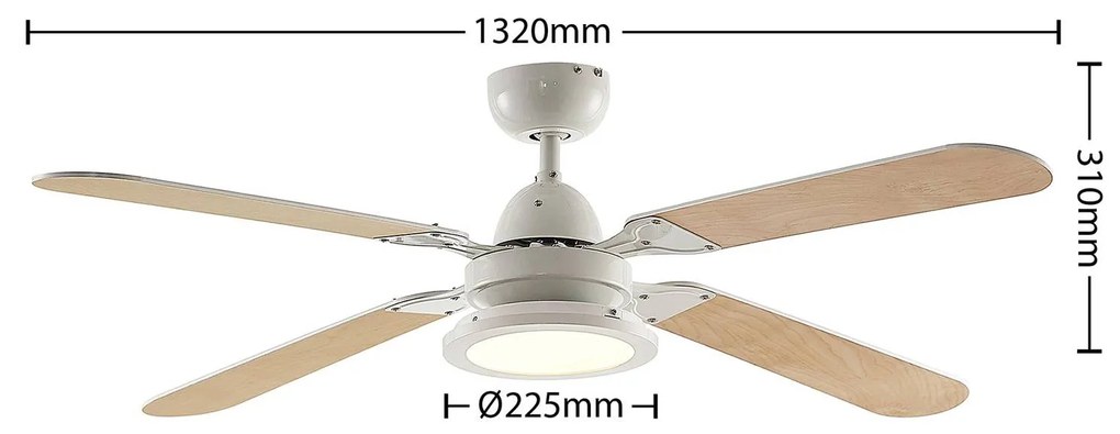 Starluna Tedric ventilatore LED pale bianco/faggio