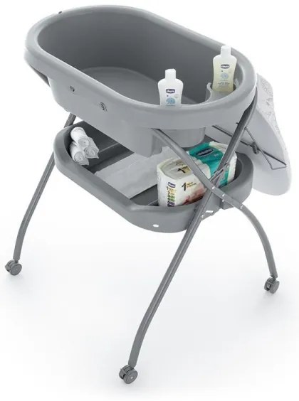 PETITE&amp;MARS - Fasciatoio con vasca da bagno SPA 3in1 grigio