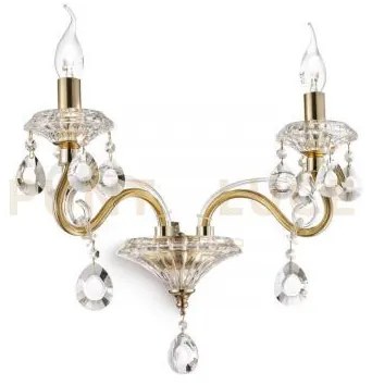 Negresco applique a parete 2 luci attacco e14 oro con vetri e crist...