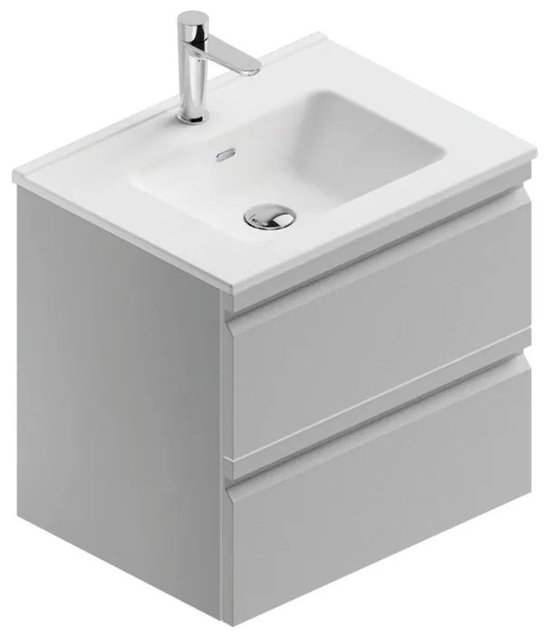 Mobile sottolavabo e lavabo Pull per vasca centrale grigio artico opaco in mdf L 60 x H 56 x P 46 cm 2 cassetti