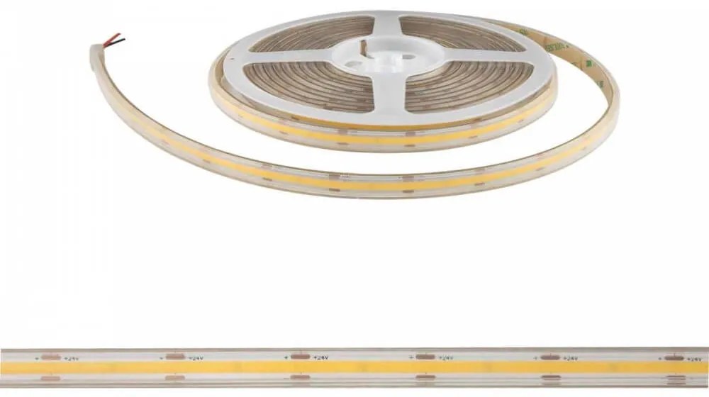 Striscia LED Professional COB - IP67 - 15W/m - 5m - 110lm/W - CRI92 - 24V Colore  Bianco Caldo 2.700K