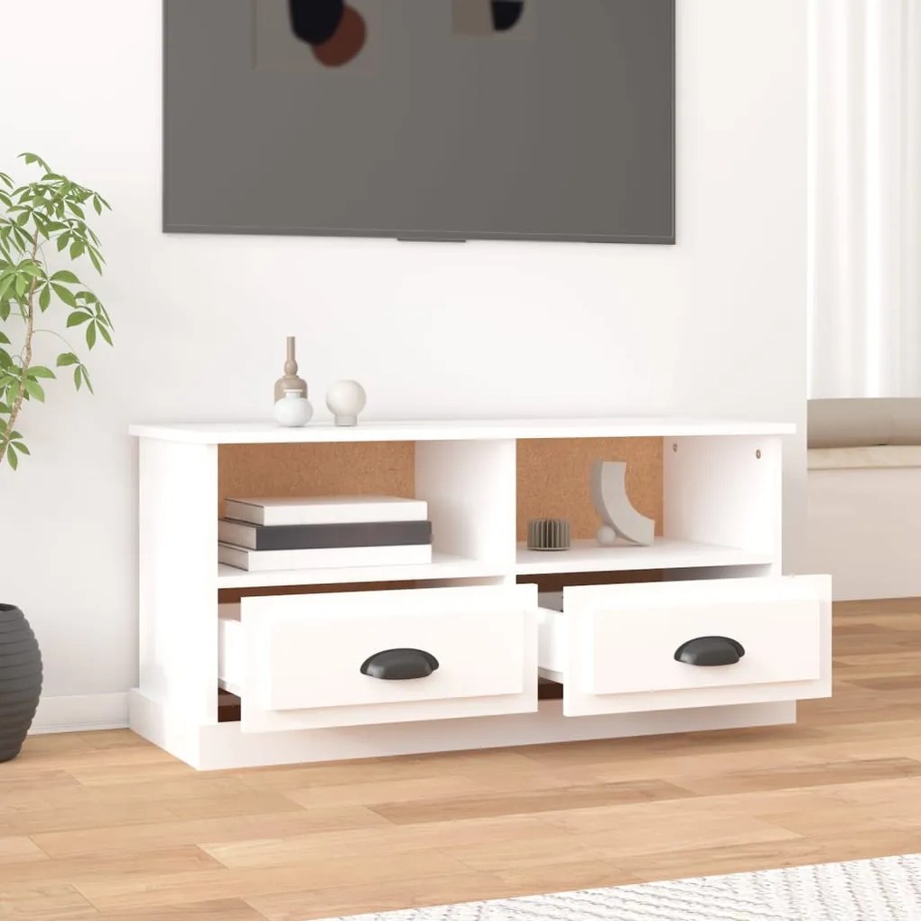 Mobile porta tv bianco 93x35,5x45 cm in legno multistrato