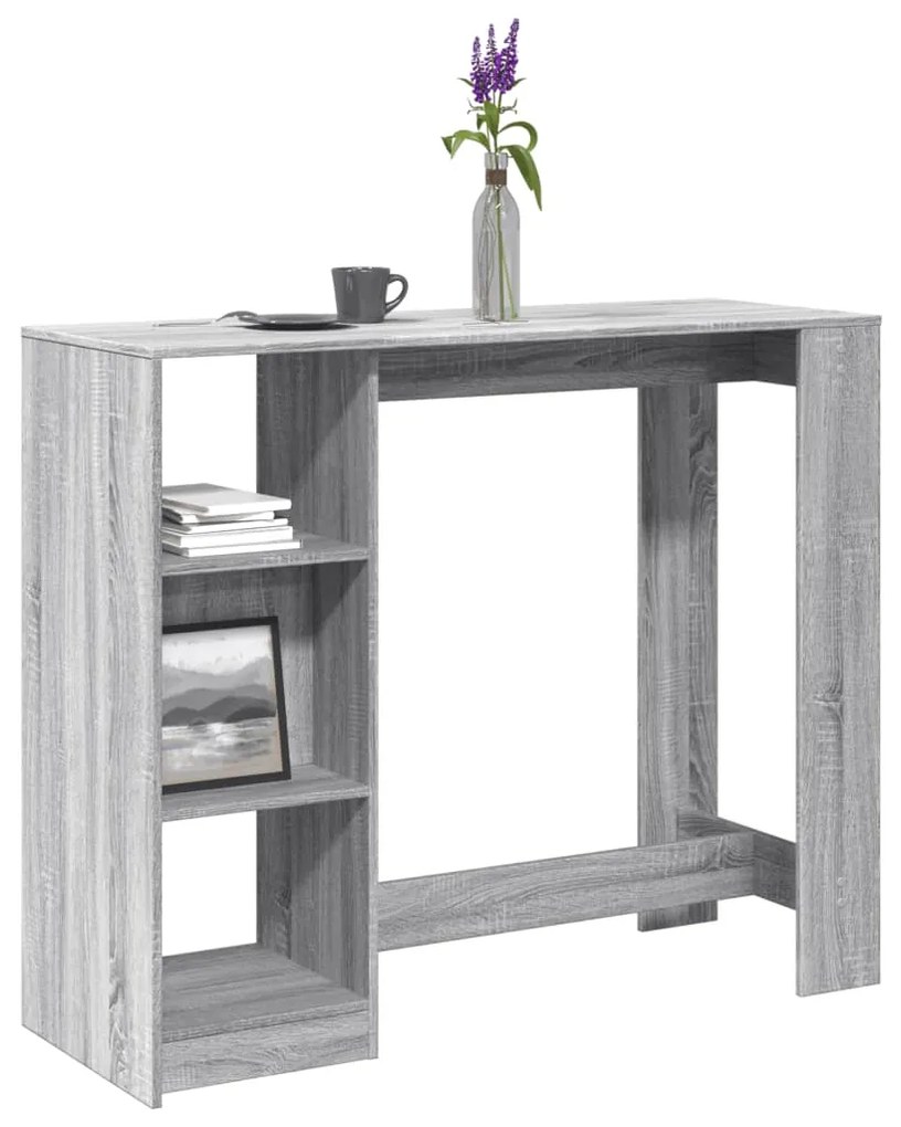 Tavolo Bar Con Ripiano Grigio Sonoma 124x46x103,5cm Multistrato /